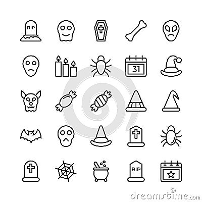 Christmas, Halloween, Party and Celebration Line Vector Icons 23 Stock Photo